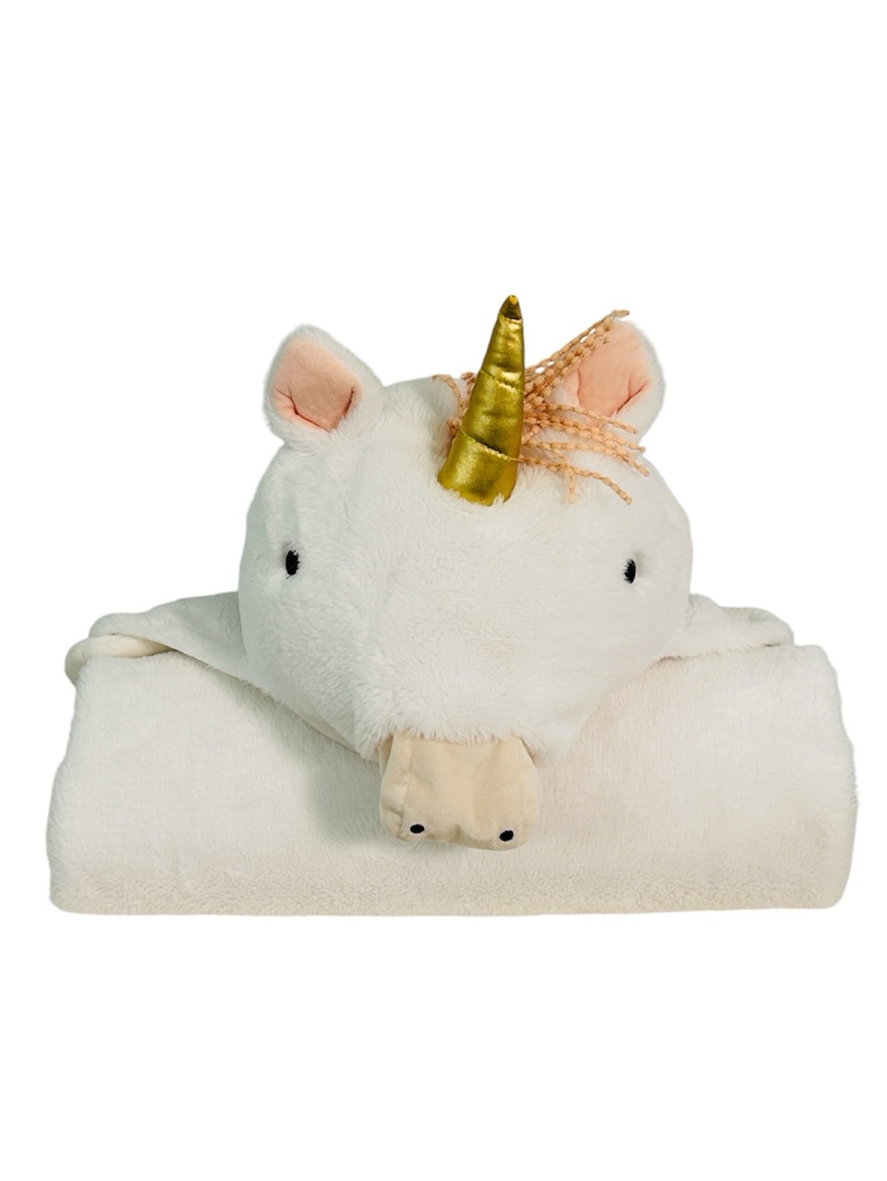 Unicorn Kids Plush Hooded Faux Fur Cozy Blanket - White-Fall-Winter kids blanket